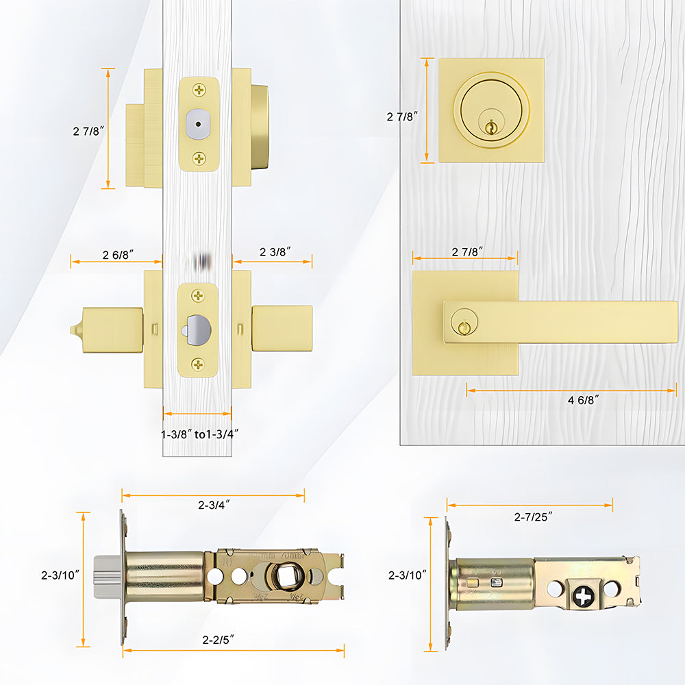 Keyed Entry Front Door Handleset with Single Cylinder Deadbolt