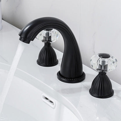 Aurion Retro Crystal Handle 3-Hole Widespread Bathroom Sink Faucet