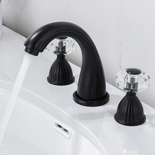 Aurion Retro Crystal Handle 3-Hole Widespread Bathroom Sink Faucet