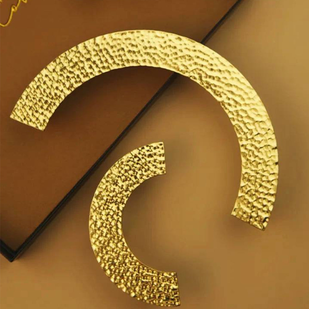 Textured Gold Brass Half Moon Cabinet Pulls