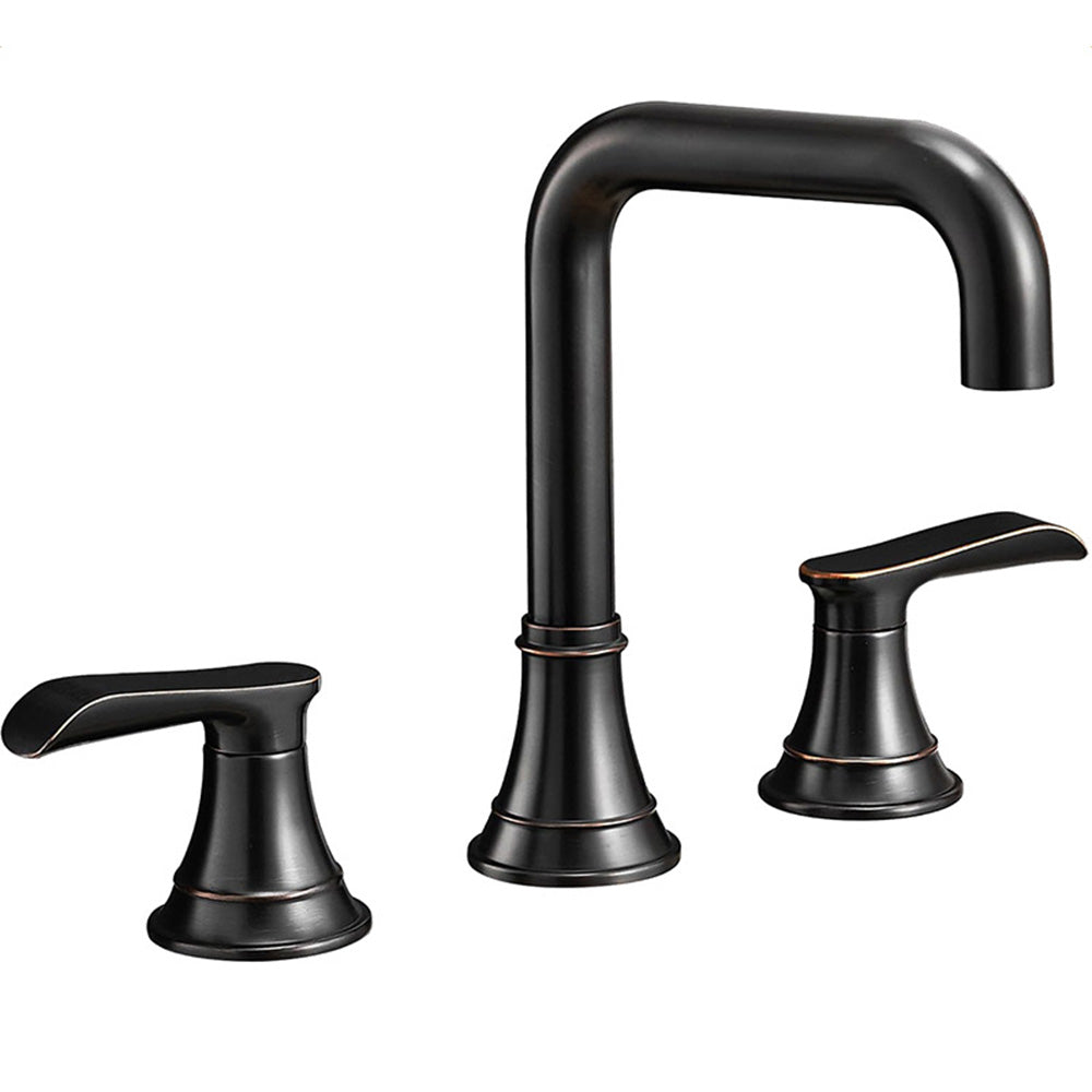 Smartis Modern 3 Hole Waterfall Bathroom Sink Faucet with Dual Handles