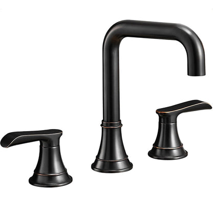 Smartis Modern 3 Hole Waterfall Bathroom Sink Faucet with Dual Handles