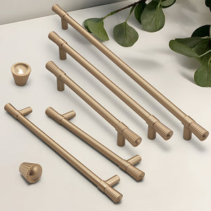 French Gold Ribbed Cabinet Pulls and Knobs for Wardrobes