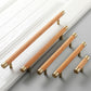 Wood Cabinet Handles with Brushed Brass Ends