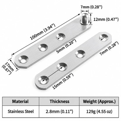 Stainless Steel 360° Pivot Door Hinges, Top and Bottom Mount