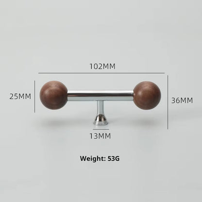 Chrome-Plated Brass and Walnut Cabinet Pulls and Knobs