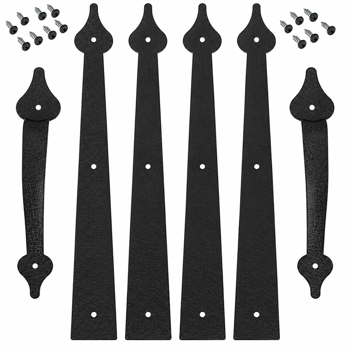 Faux Garage Door Hinge and Handle Kit, Black Spear Style