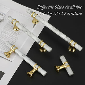 Marble Pattern T-Bar Cabinet Pulls with Gold Feet