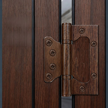 4-Inch Stainless Steel No-Mortise Door Hinges with Wood Grain Finish