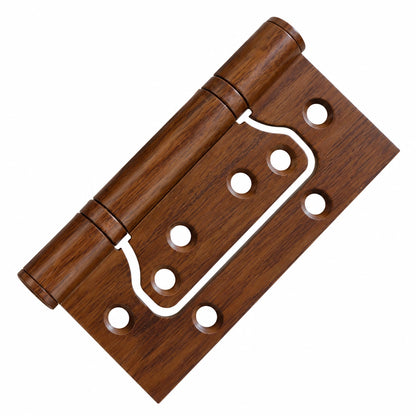 4-Inch Stainless Steel No-Mortise Door Hinges with Wood Grain Finish