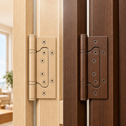 4-Inch Stainless Steel No-Mortise Door Hinges with Wood Grain Finish