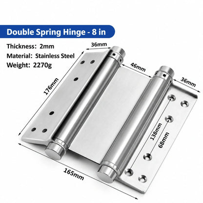 Stainless Steel Double-Action Spring Door Hinges, Self-Closing, 3-Inch to 8-Inch