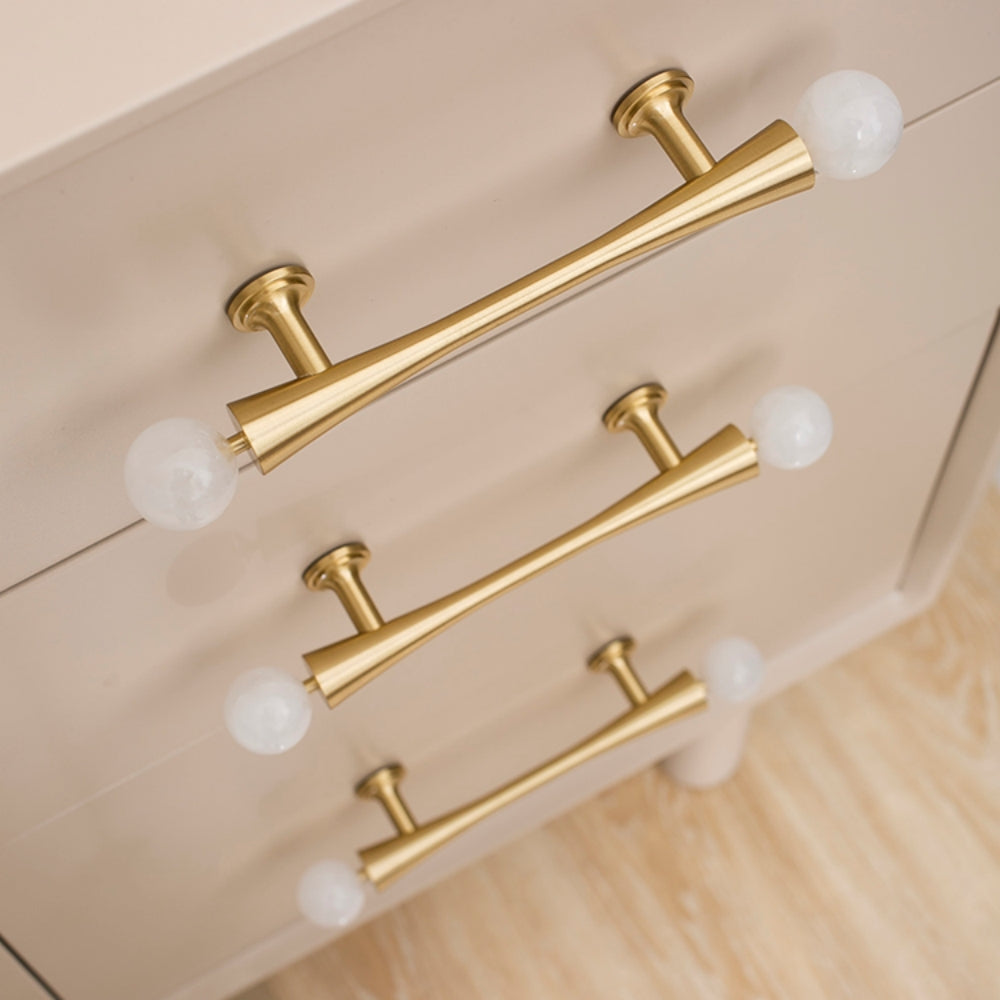 White Crystal Cabinet Pulls and Knob with Gold Finish