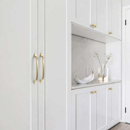 Solid Brass Curved Cabinet Pulls and Knobs for Drawers