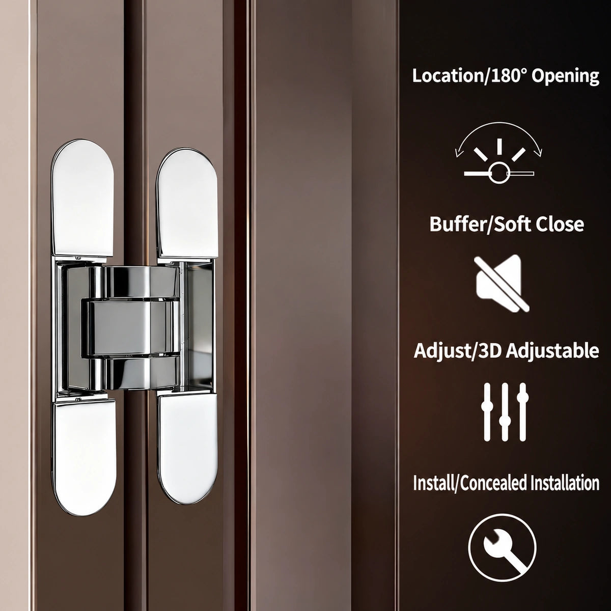 3D Adjustable Concealed Door Hinges for Interior Wood Doors