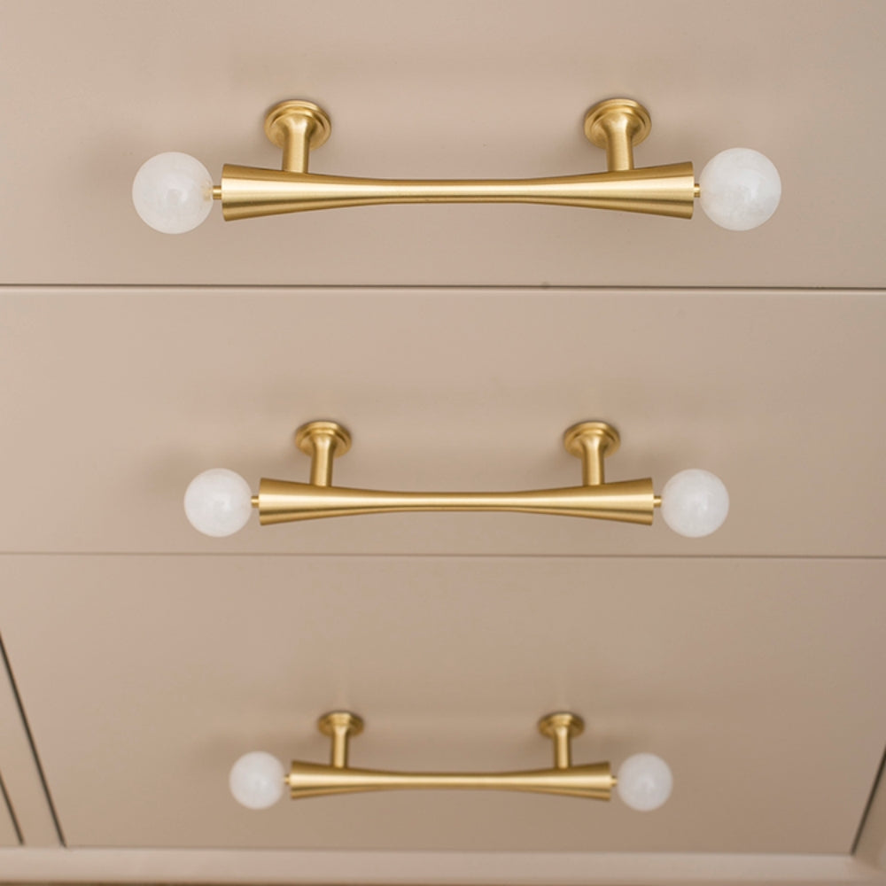 White Crystal Cabinet Pulls and Knob with Gold Finish