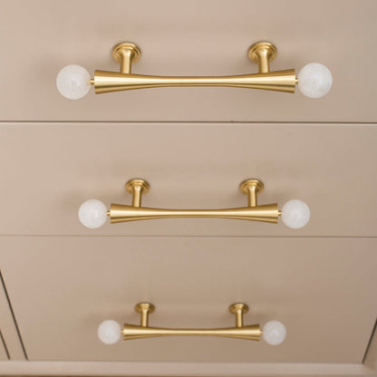 White Crystal Cabinet Pulls and Knob with Gold Finish