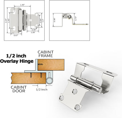 Kendall 1/2 in. Overlay Self-Closing Semi-Concealed Cabinet Hinges
