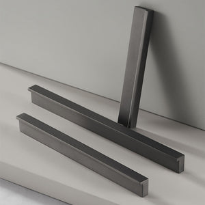 Grey Square Bar Cabinet Pulls, Solid Brass Drawer Handles