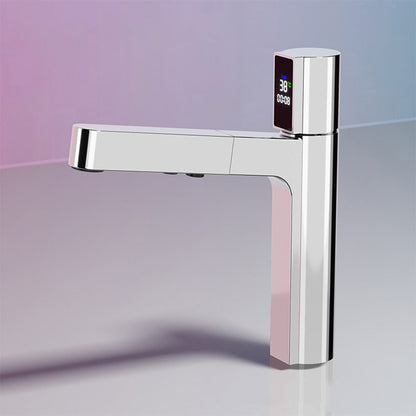Smart Digital Display Single Hole Pull-out Bathroom Faucet