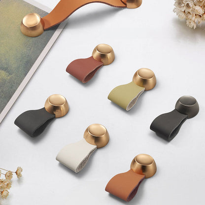 Leather Strap Cabinet Pulls and Knobs with Zinc Alloy Mounts