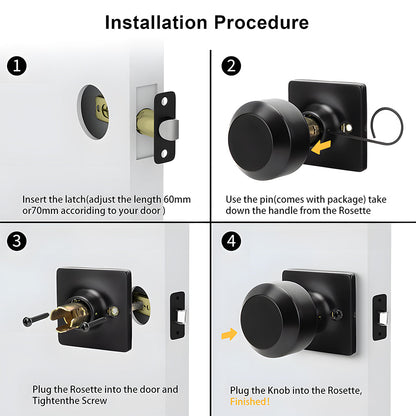 Matte Black Round Privacy Door Knob for Bedroom and Bathroom Doors