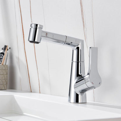 Valenza Modern Height-Adjustable Pull-Out Bathroom Sink Faucet with Dual Spray Modes