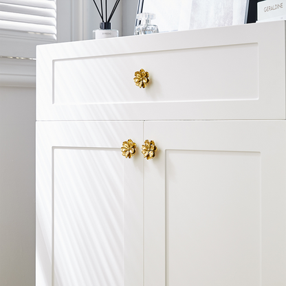 Modern Drawer Knob Brass Flower Knob Gold Decorative Knob for Kitchen