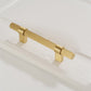 Gold Knurled Solid Brass Round Bar Cabinet Pulls with T-Bar Knob Option