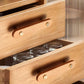 Beech Finish Wood Drawer Pulls with Copper Accents