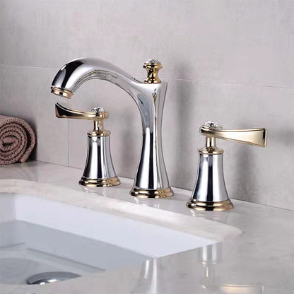 Traditional High-Arc Two-Handle 3-Hole Widespread Bathroom Sink Faucet