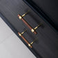 Walnut and Beech Wood Cabinet Pulls with Brass Bases