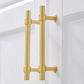 Gold Brass T-Bar Cabinet Handles and Matching Knobs