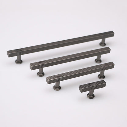 Ribbed Square Bar Cabinet Pulls and Drawer Handles