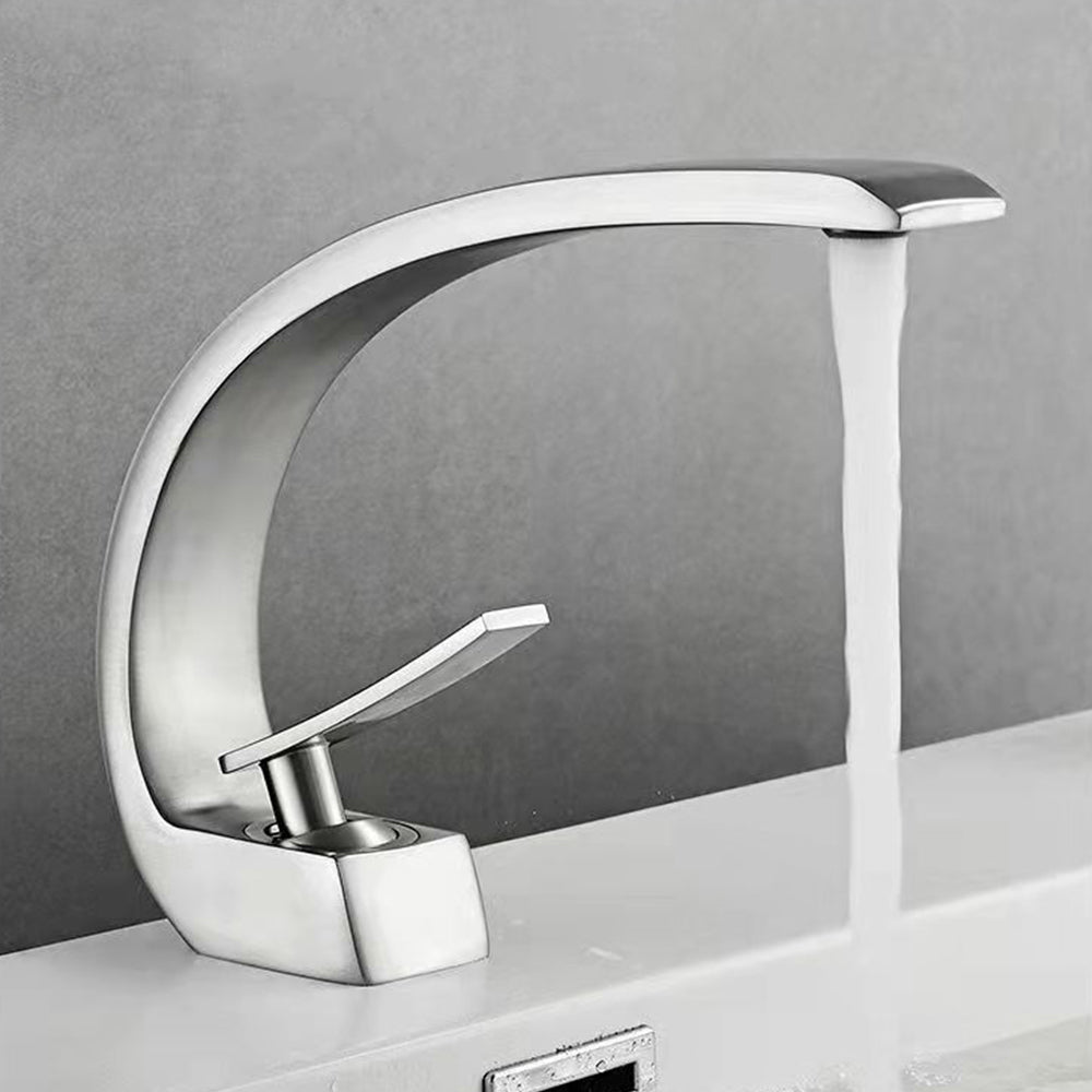 Cadenza Modern Crescent Waterfall Single-Handle Bathroom Sink Faucet