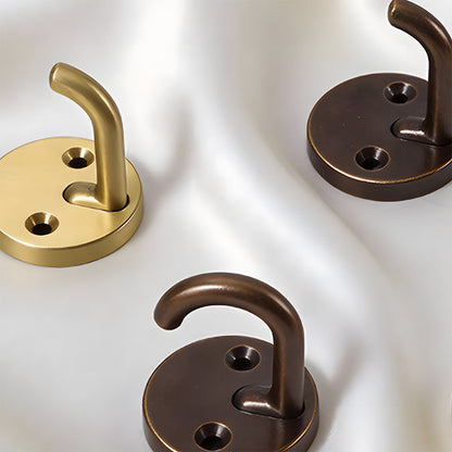 Solid Brass Round-Base Wall Hooks for Coats & Towels