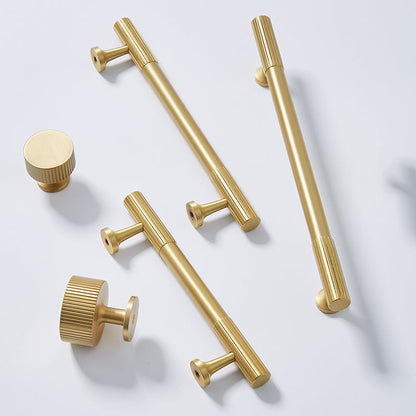 Fluted Metal Cabinet Pulls and Knobs for Kitchen Cabinets