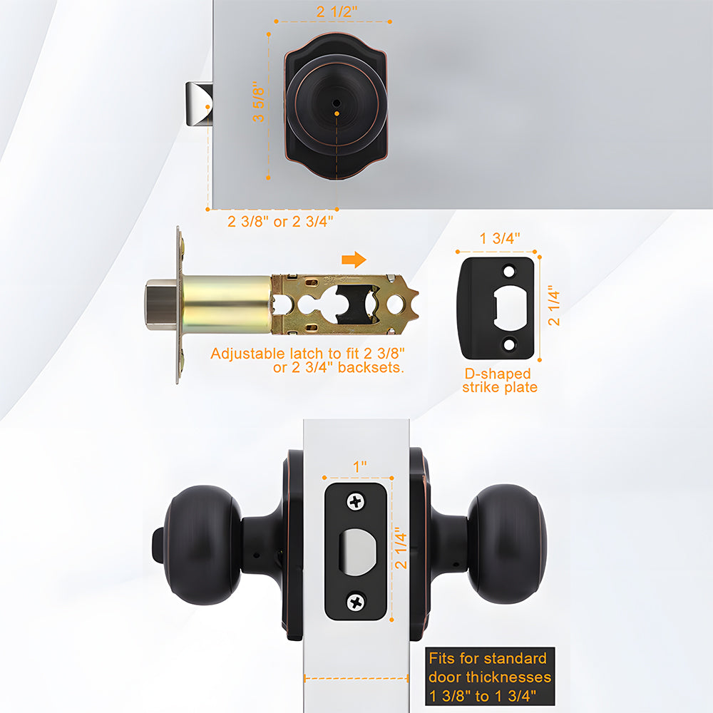Stainless Steel Interior Door Knobs with Privacy and Passage Options