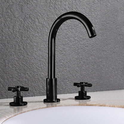 Novatek Modern High-Arc Two-Handle 3-Hole Widespread Bathroom Sink Faucet