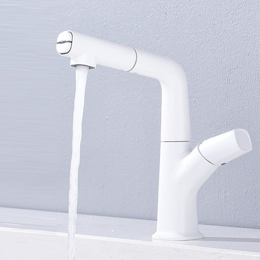 Single Hole Height Adjustable Pull Out Bathroom Faucet with Dual Spray Modes