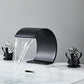 Crystal Handle Brass Curved Bathroom Faucet For 3 Hole Sink