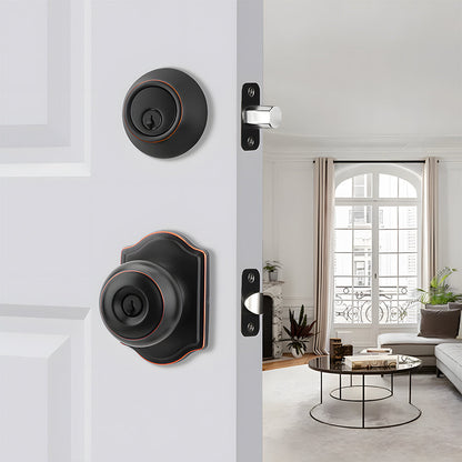 Keyed Entry Door Knob and Deadbolt Set for Front Doors