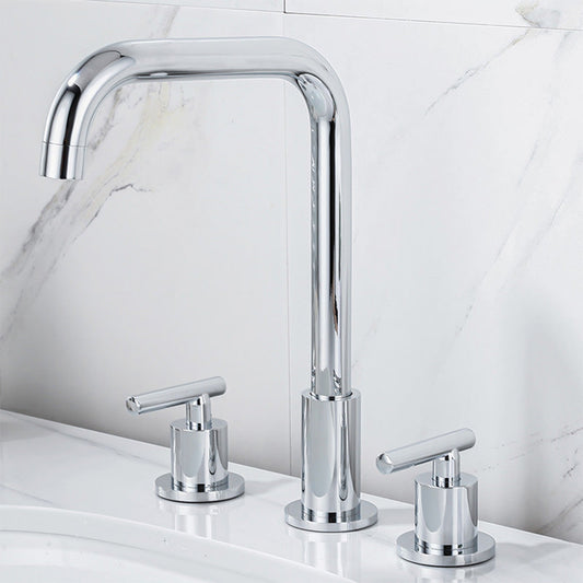 Modena Modern High-Arc T-Handle 3-Hole Widespread Bathroom Sink Faucet