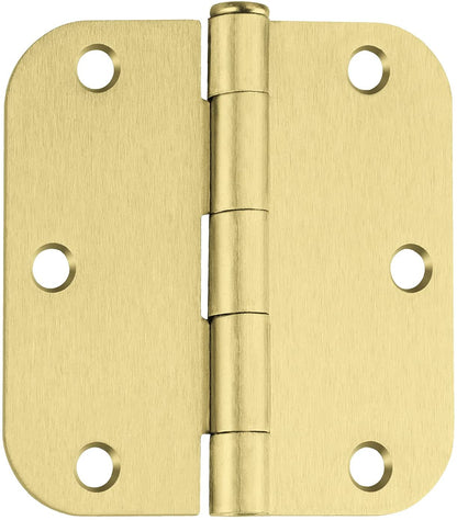 3.5 x 3.5'' Inch Satin Brass Door Hinges with 5/8'' Radius Corners