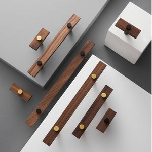 Wood Grain Cabinet Handles and Knobs with Metal Posts