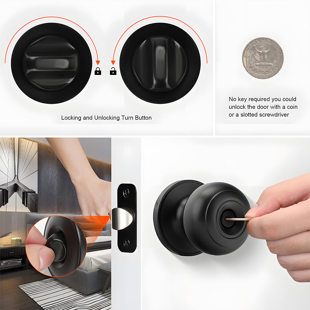 Round Interior Door Knobs with Dummy, Passage and Privacy Options