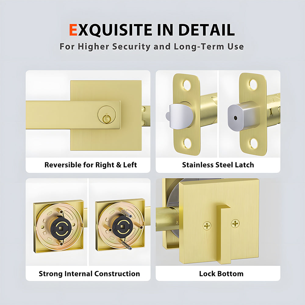 Keyed Entry Front Door Handleset with Single Cylinder Deadbolt