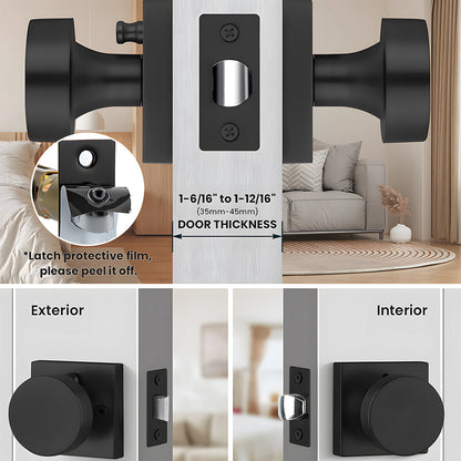 Heavy Duty Square Door Knobs for Closet, Hallway and Bathroom Doors