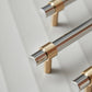 Two-Tone Round Bar Cabinet Handles with Brass Feet