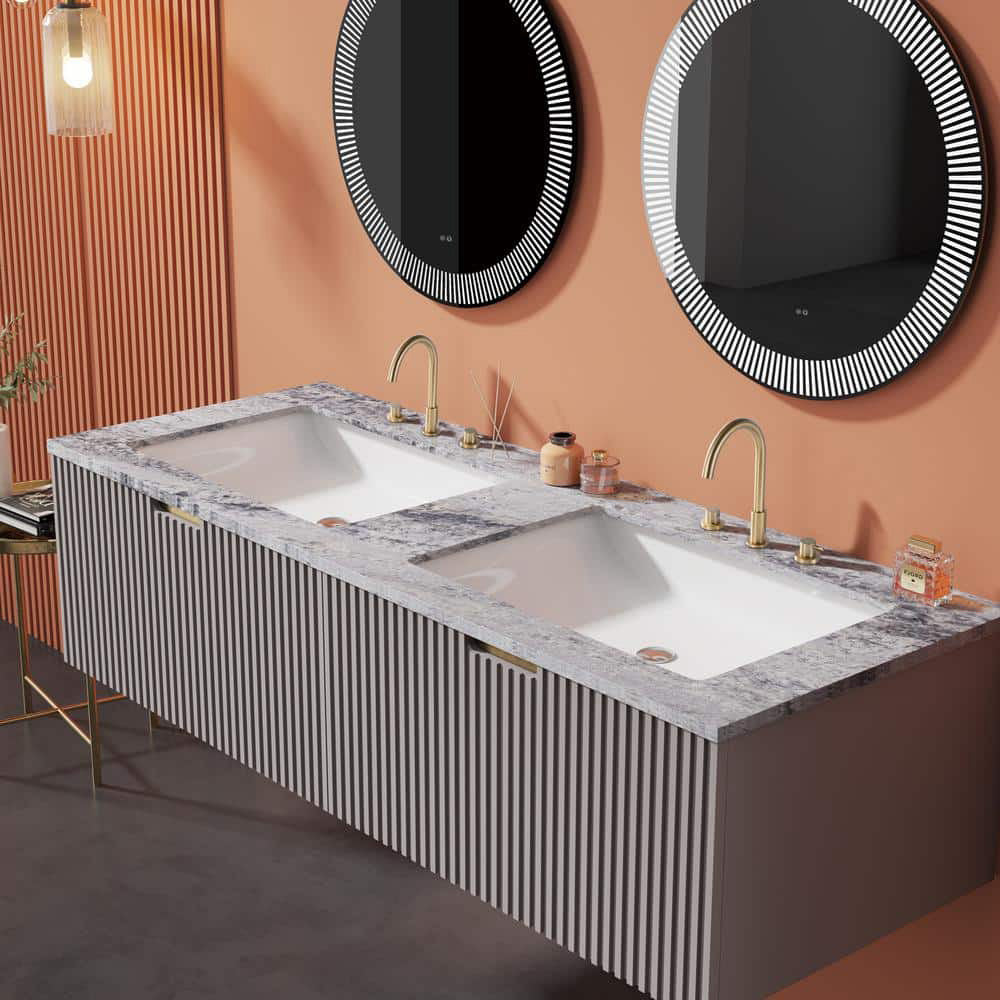 Axion Minimalist Tall-Arc Two-Handle 3-Hole Widespread Bathroom Sink Faucet
